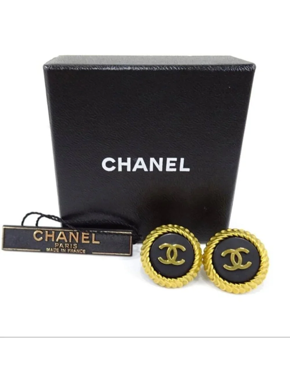 Chanel CC Logo Round Earrings